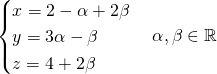 Mathplace quicklatex.com-c357b58d013836925d2910ca6822161a_l3 Methode 2 : Equation paramétrique d’un plan