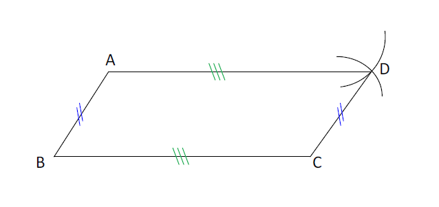 Mathplace cours_5e_quadrilatere-14 II. Construction d'un parallélogramme  