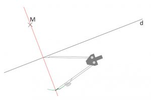 Mathplace cours_6e_symetrieaxiale-20-300x199 Méthode 1 : Comment tracer le symétrique du point M à l'équerre et au compas ?